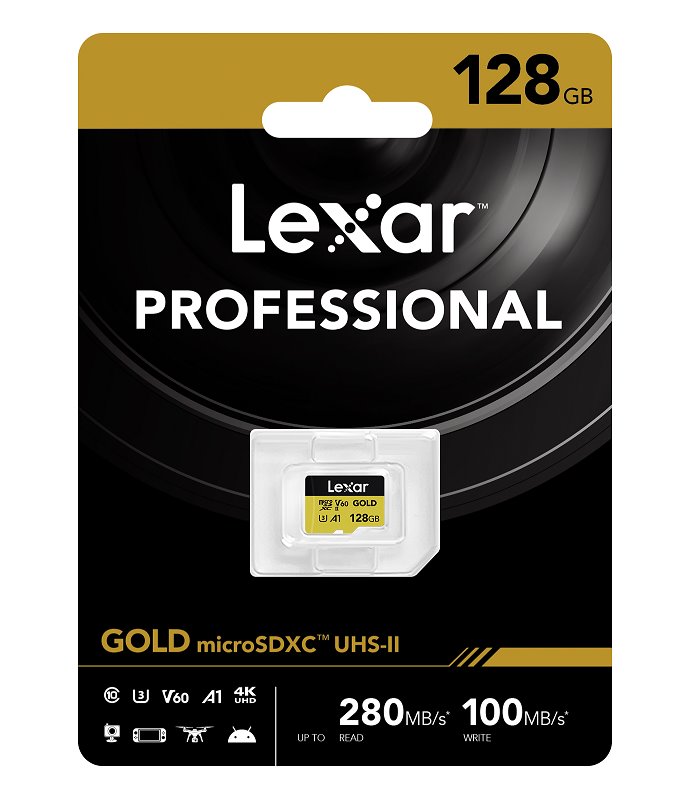 Lexar paměťová karta 128GB GOLD microSDXC™ UHS-II (čtení/zápis: 280/100MB/s)