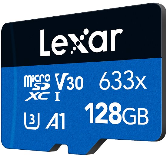 Lexar paměťová karta 128GB High-Performance 633x microSDXC™ UHS-I (čtení/zápis:100/45MB/s) C10 A1 V30 U + adaptér