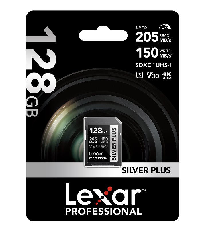 Lexar paměťová karta 128GB Professional SILVER PLUS SDXC™ UHS-I, čtení/zápis: 205/150MB/s