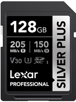 Lexar paměťová karta 128GB Professional SILVER PLUS SDXC™ UHS-I, čtení/zápis: 205/150MB/s