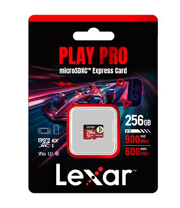 Lexar paměťová karta 256GB PLAY PRO microSDXC™ Express 7, čtení/zápis 900/600 MB/s