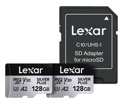 Lexar paměťová karta 2x 128GB High-Performance Silver Plus microSDXC™ UHS-I (čtení/zápis: 205/150MB/s)