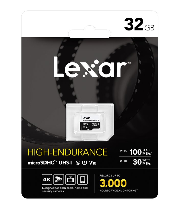Lexar paměťová karta 32GB High-Endurance microSDHC/microSDHC™ UHS-I cards, (čtení/zápis:100/30MB/s) C10 A1 V10 U1