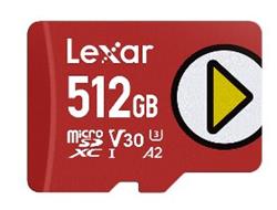 Lexar paměťová karta 512GB PLAY microSDXC™ UHS-I cards, čtení/zápis 205/140 MBs