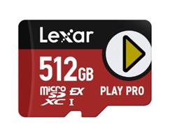 Lexar paměťová karta 512GB PLAY PRO microSDXC™ Express 7, čtení/zápis 900/600 MB/s