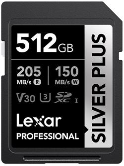 Lexar paměťová karta 512GB Professional SILVER PLUS SDXC™ UHS-I, čtení/zápis: 205/150MB/s