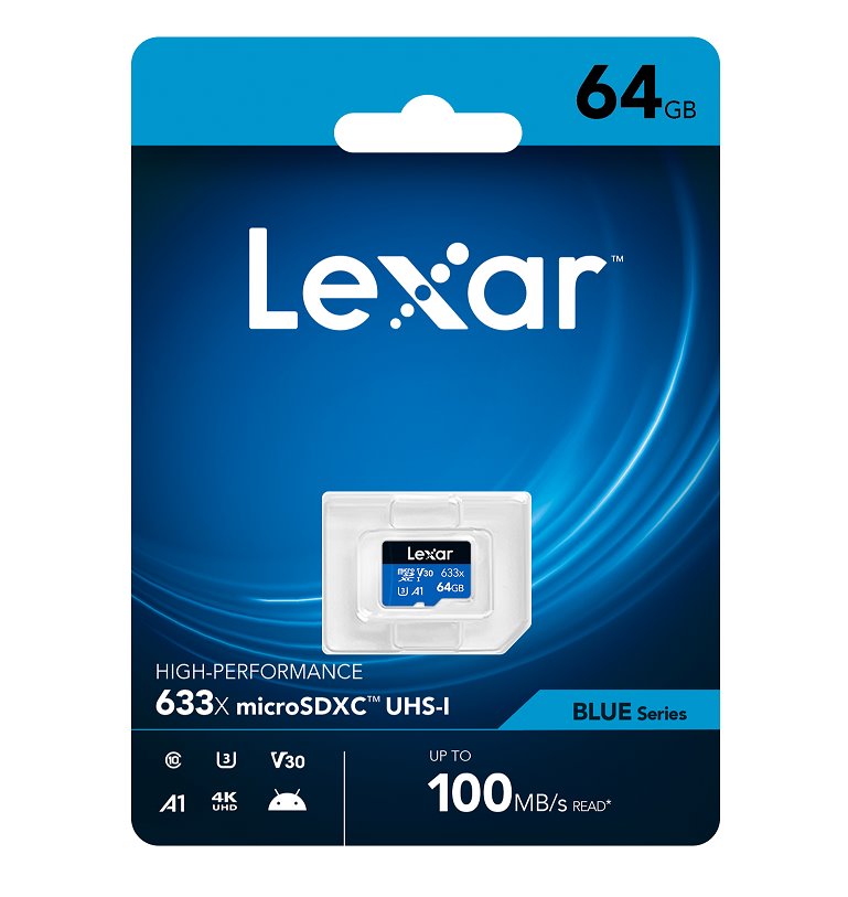 Lexar paměťová karta 64GB High-Performance 633x microSDXC™ UHS-I, (čtení/zápis:100/45MB/s) C10 A1 V30 U3
