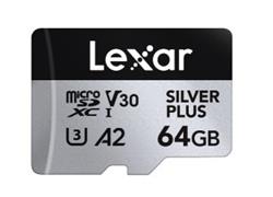 Lexar paměťová karta 64GB High-Performance Silver Plus microSDXC™ UHS-I, čtení/zápis: 205/100MB/s
