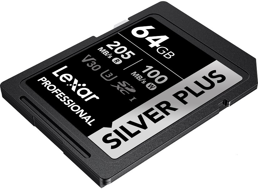 Lexar paměťová karta 64GB Professional SILVER PLUS SDXC™ UHS-I, čtení/zápis: 205/100MB/s