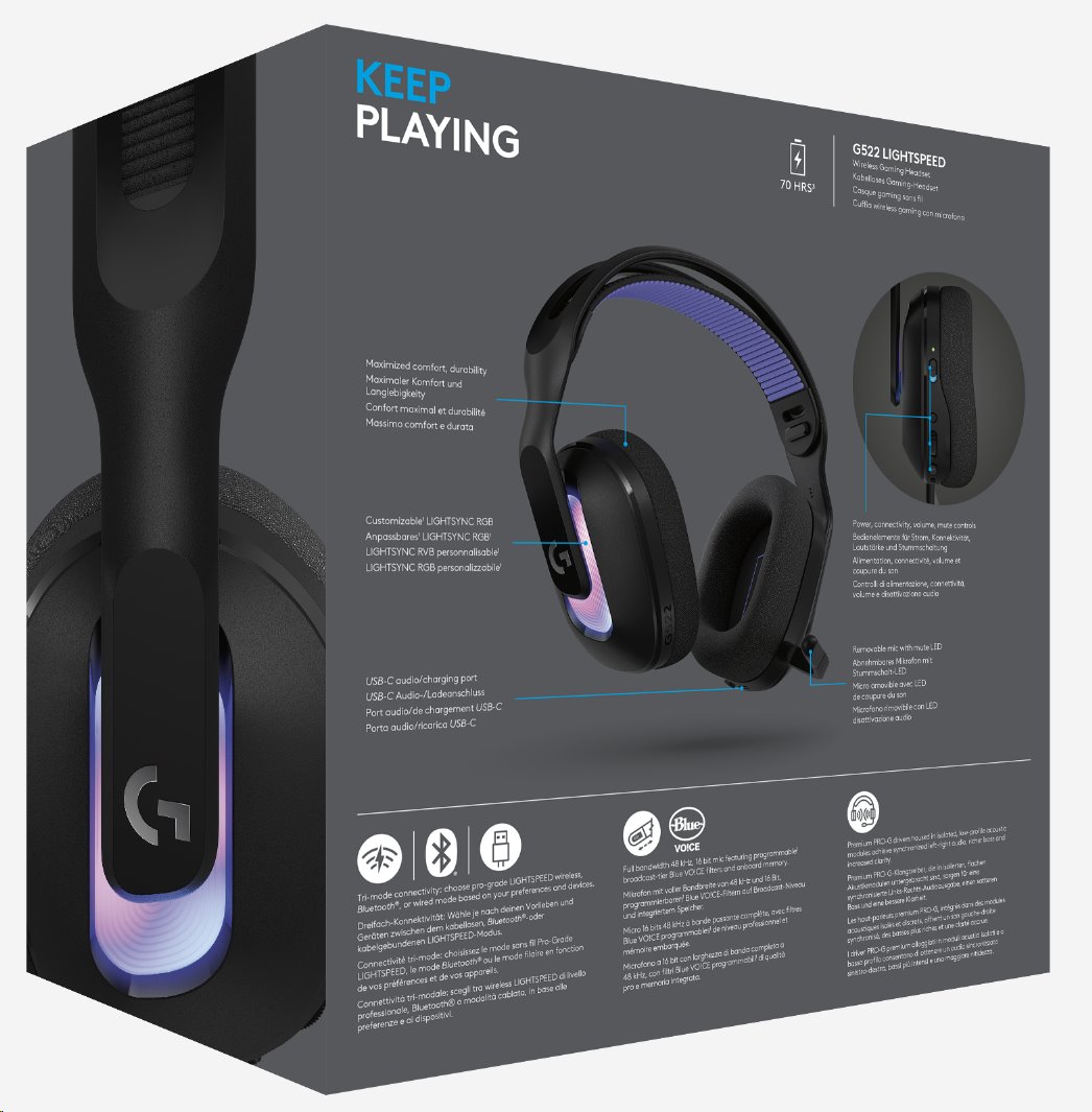 Logitech G522 Gaming Wireless Headset - Black