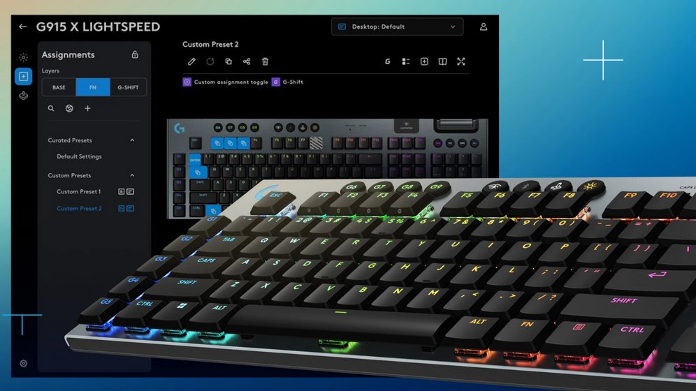 Logitech G915 X LIGHTSPEED Low-Profile Wireless Gaming Keyboard - CLICKY - BLACK - US - 2.4GHZ/BT - USB-C - EMEA
