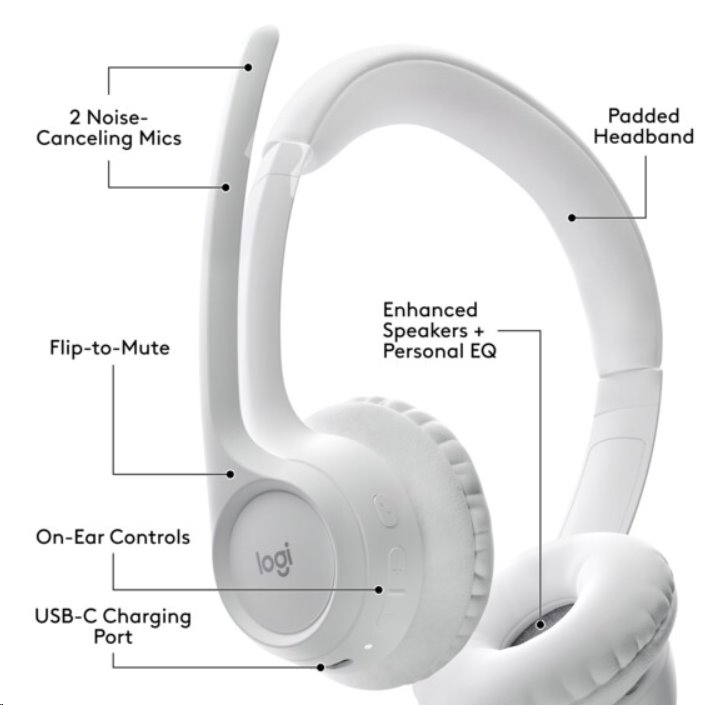 Logitech Zone 300 headset - WHITE - EMEA
