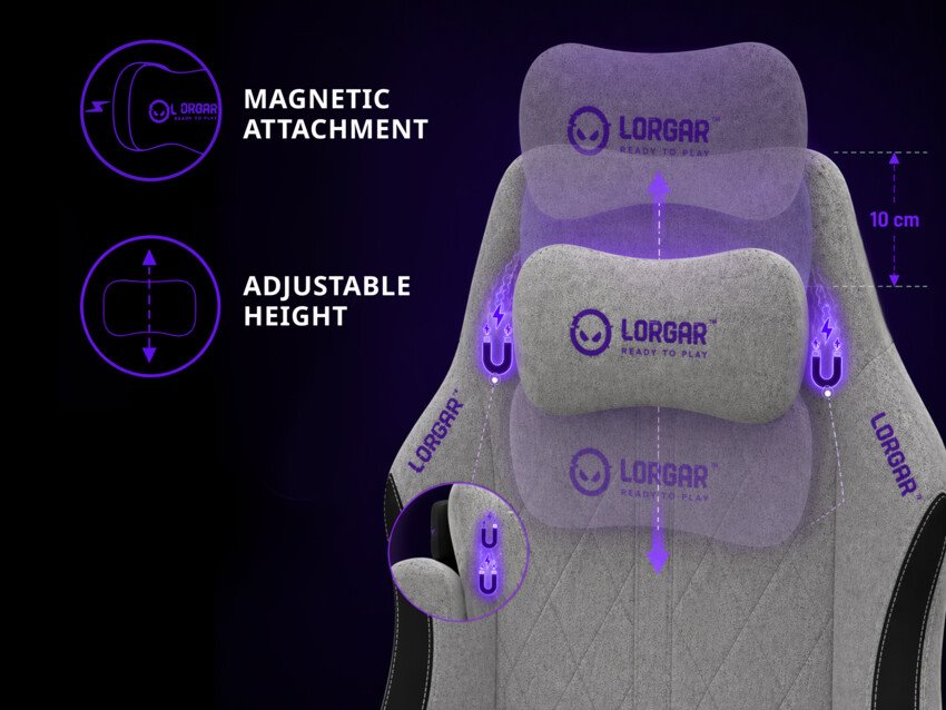 LORGAR CHA41, Ergonomic Gaming Chair Advanced, premium anti-stain fabric, Grey