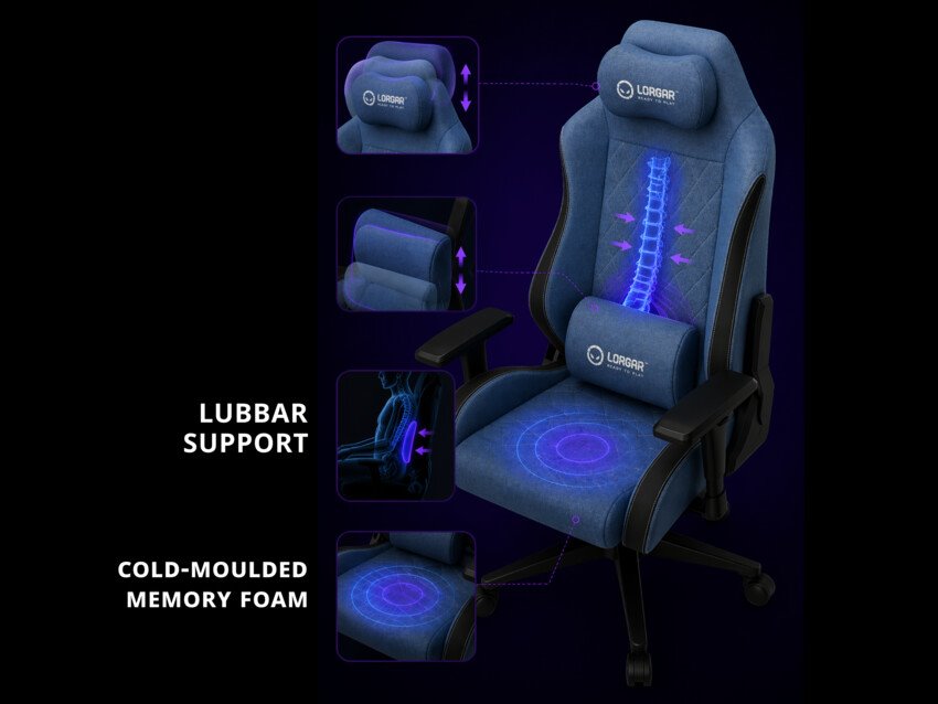 LORGAR CHA41, Ergonomic Gaming Chair Advanced, premium anti-stain fabric, Grey
