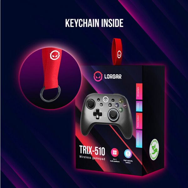 LORGAR gamepad TRIX-510 pro Nintendo Switch, Android, PC, iOS 13, PS3, černý