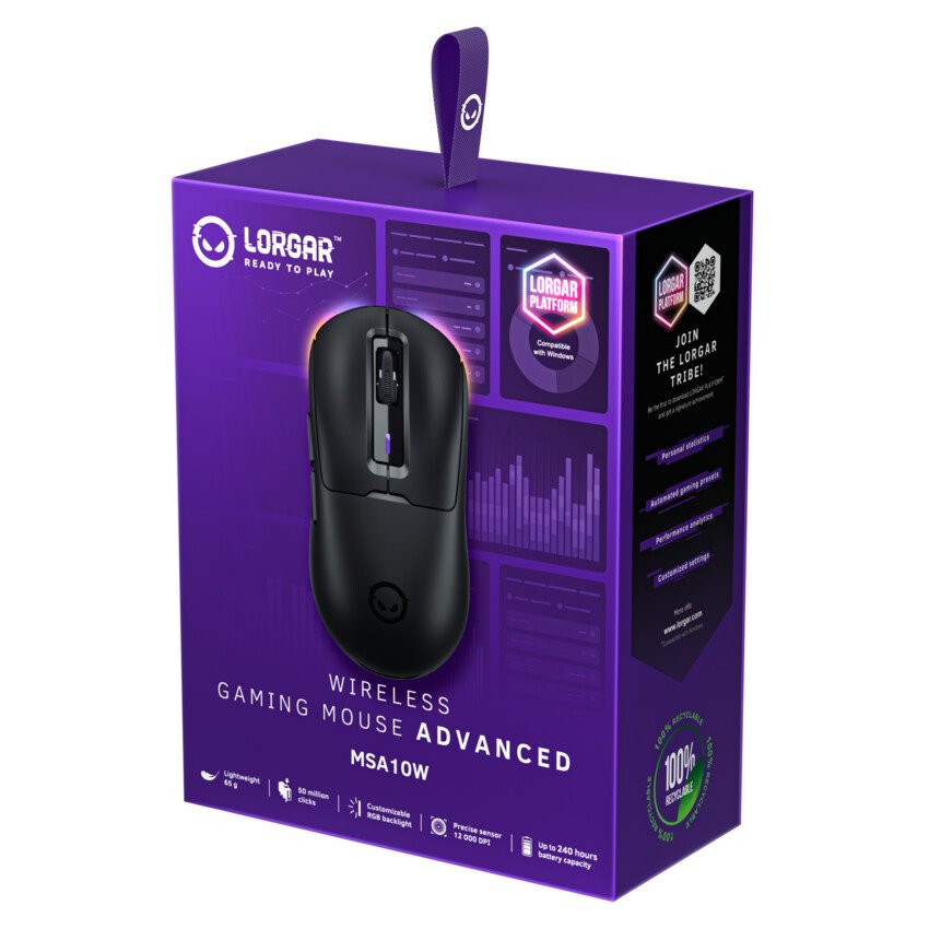 Lorgar herní myš MSA10W bezdrátová, černá