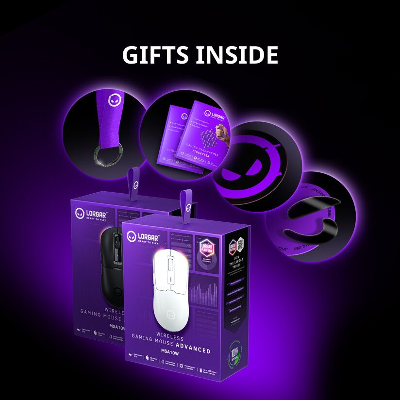 Lorgar herní myš MSA10W bezdrátová, černá