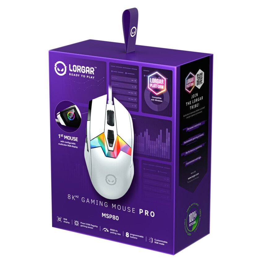 LORGAR herní myš MSP80, White