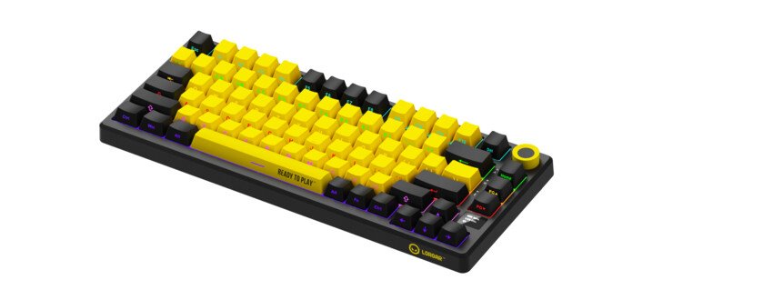 LORGAR Klávesnice KBP7075MW, mechanická, 75%, bezdrátová herní, černá/žlutá, CS
