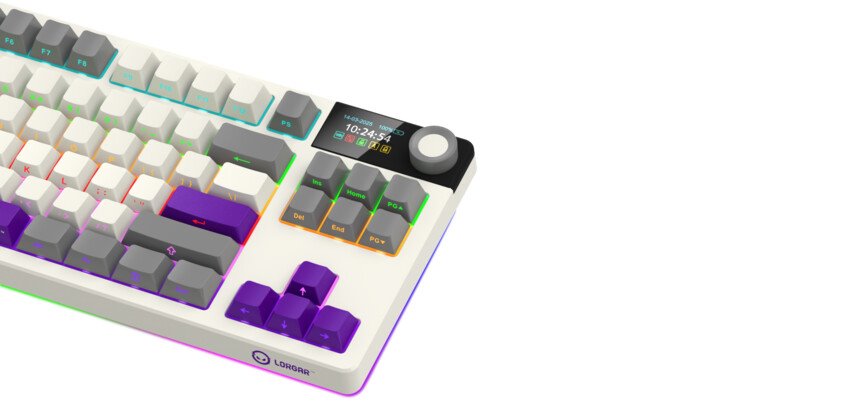 LORGAR Klávesnice KBP70TKLW, TKL mechanická, 75%, bezdrátová herní, béžová, CS