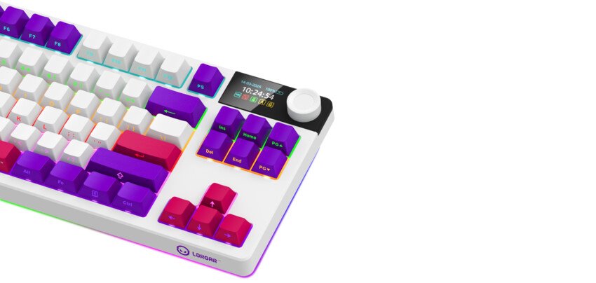 LORGAR Klávesnice KBP70TKLW, TKL mechanická, 75%, bezdrátová herní, bílá, CS