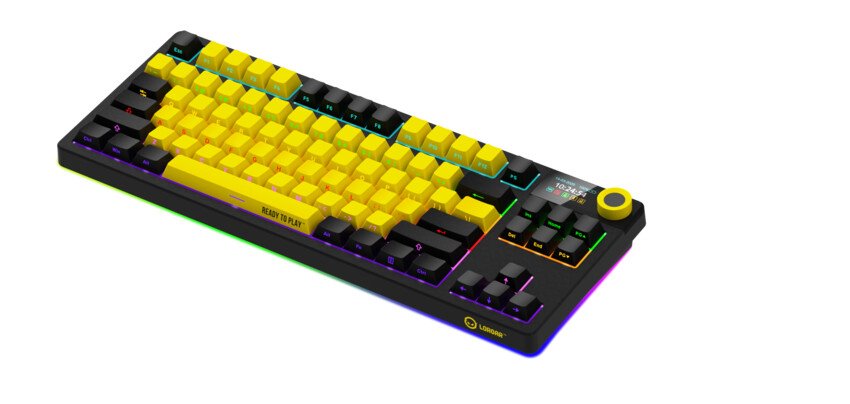 LORGAR Klávesnice KBP70TKLW, TKL mechanická, 75%, bezdrátová herní, černá/žlutá, CS