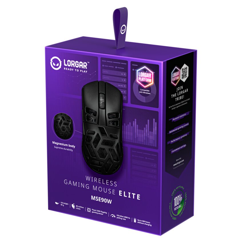 LORGAR myš MSE90W, černá