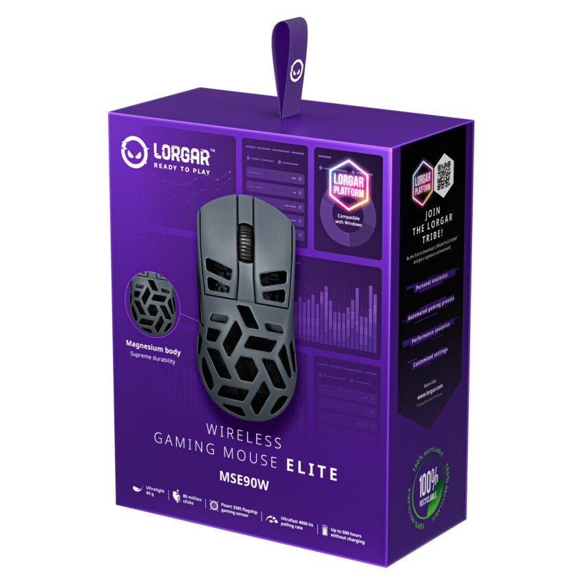 LORGAR myš MSE90W, šedá