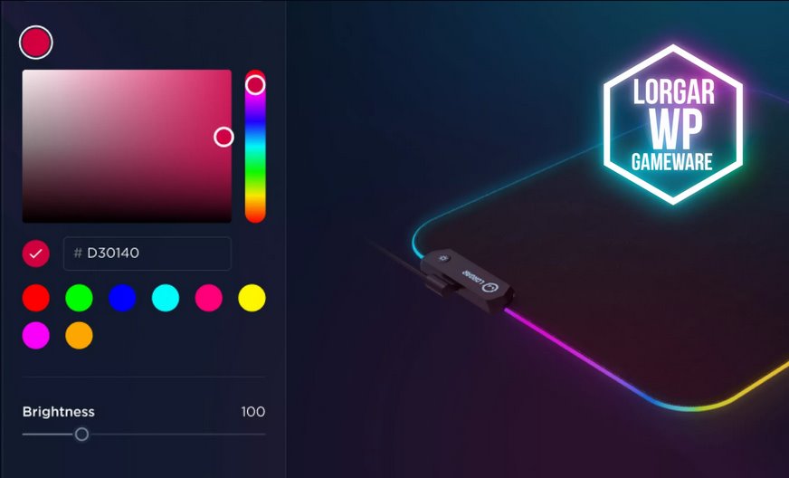 LORGAR podložka pod myš STELLER 913 (M), RGB, WP Gameware, 360 x 300 x 3mm