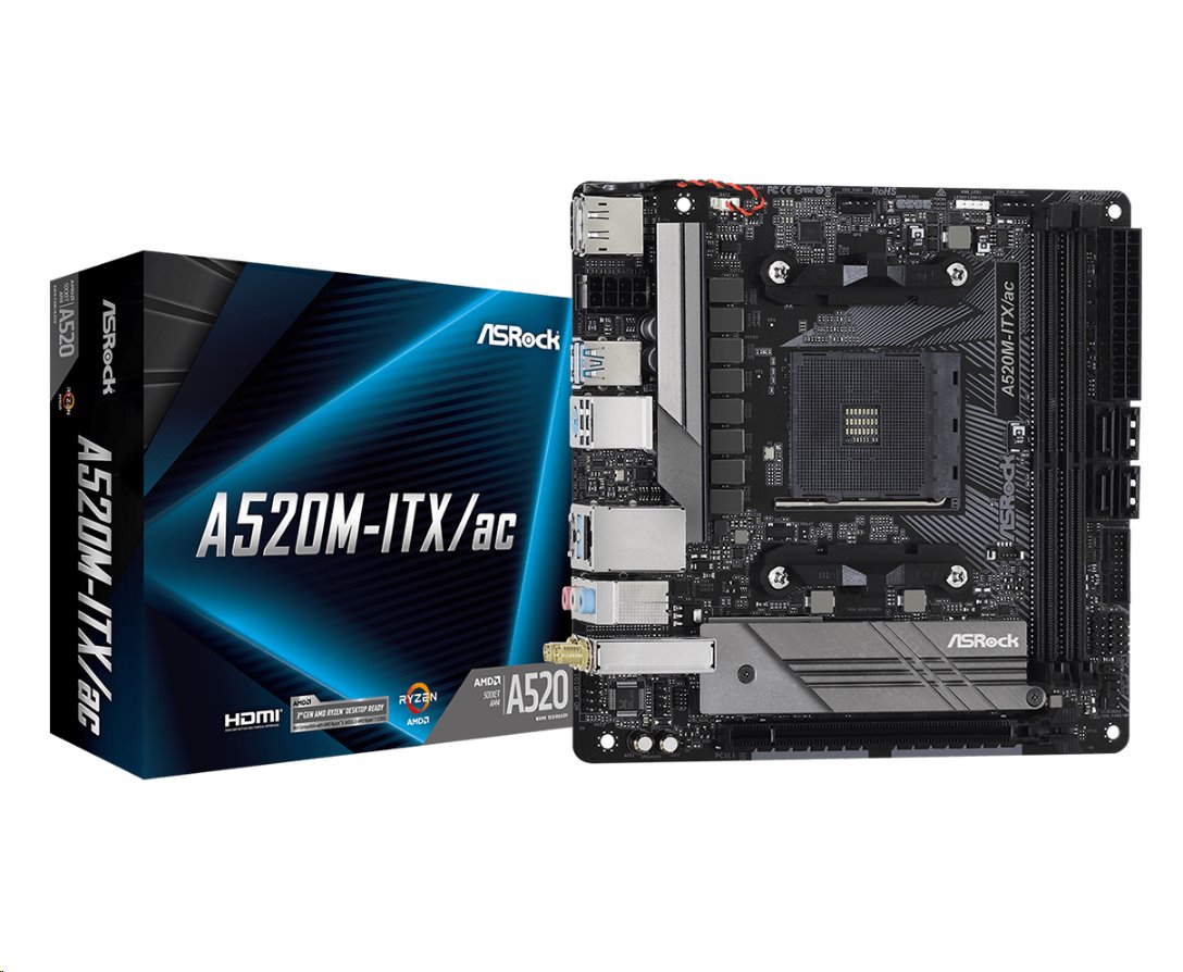 MB Asrock A520M-ITX/AC /AM4/2xDDR4/M.2/W5+BT4.2/HDMI/DP/mITX
