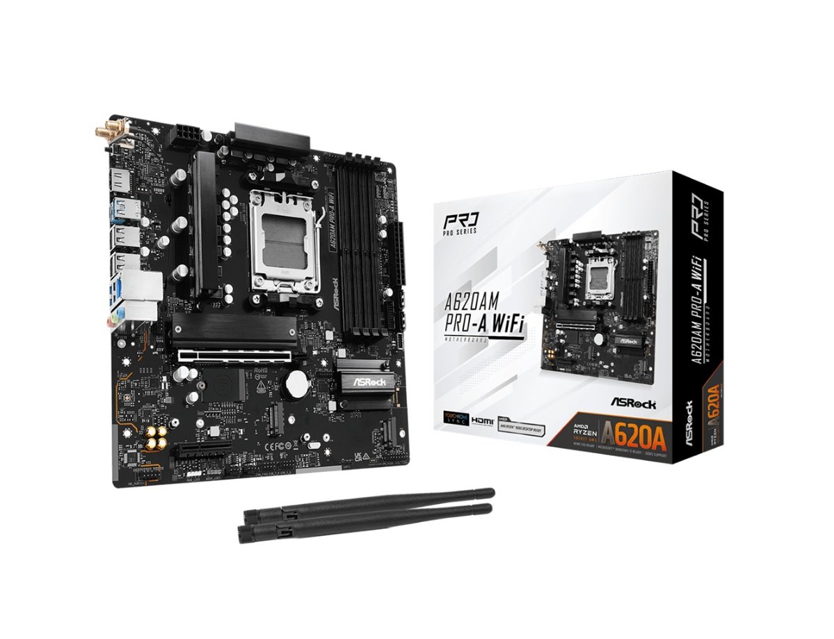 MB Asrock A620AM PRO-A WIFI /AM5/4xDDR5/M.2/W6E+BT5.2/HDMI/DP/mATX