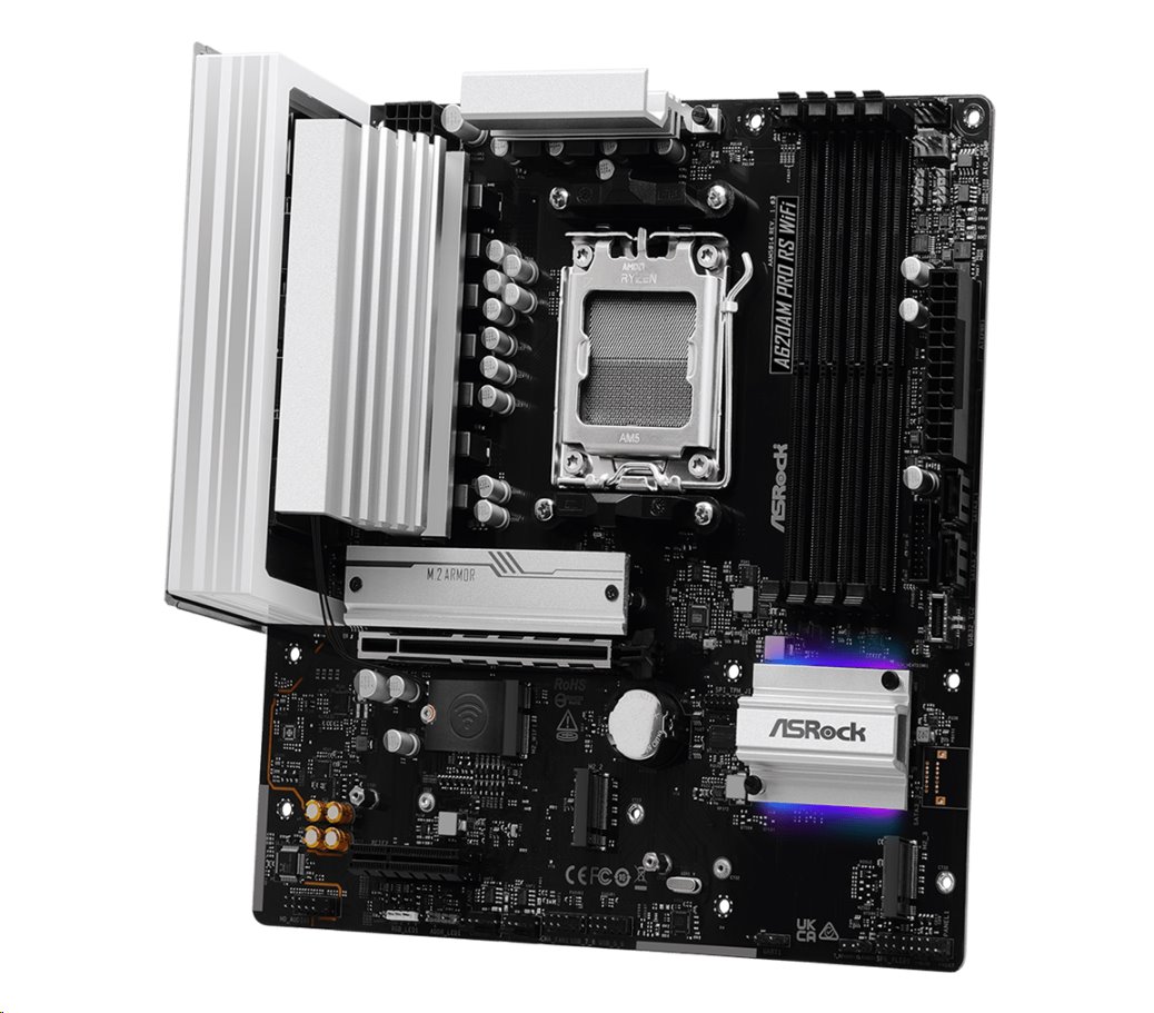 MB Asrock A620AM PRO RS WIFI /AM5/4xDDR5/M.2/W6E+BT5.2/HDMI/DP/mATX