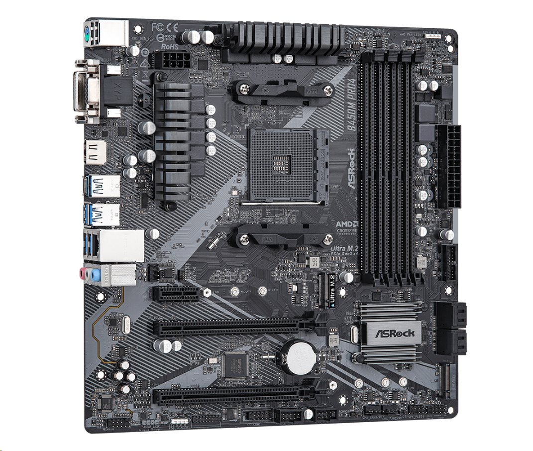 MB Asrock B450M PRO4 R2.0 /AM4/4xDDR4/M.2/HDMI/DVI-D/D-Sub/mATX