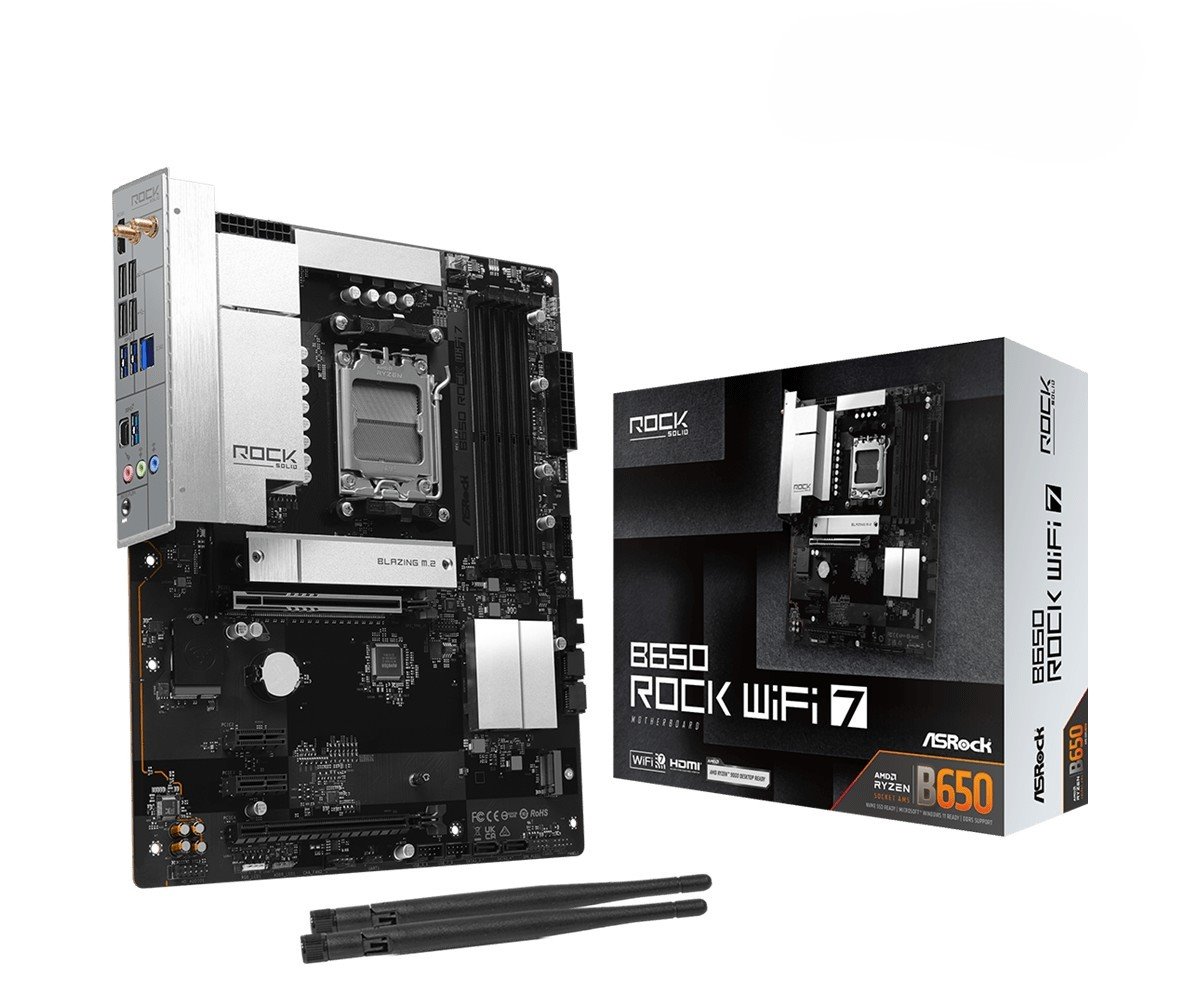 MB Asrock B650 Rock WiFi 7 /AM5/4xDDR5/M.2/W7+BT5.4/HDMI/ATX