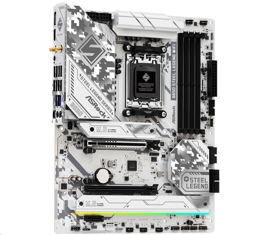 MB Asrock B650 STEEL LEGEND WIFI /AM5/4xDDR5/M.2/W6E+BT5.2/HDMI/DP/ATX/White