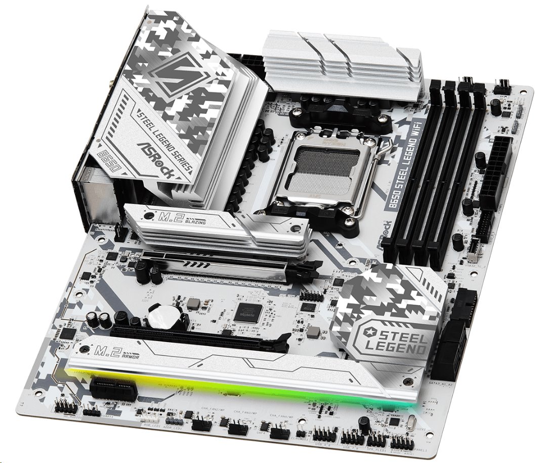 MB Asrock B650 STEEL LEGEND WIFI /AM5/4xDDR5/M.2/W6E+BT5.2/HDMI/DP/ATX/White