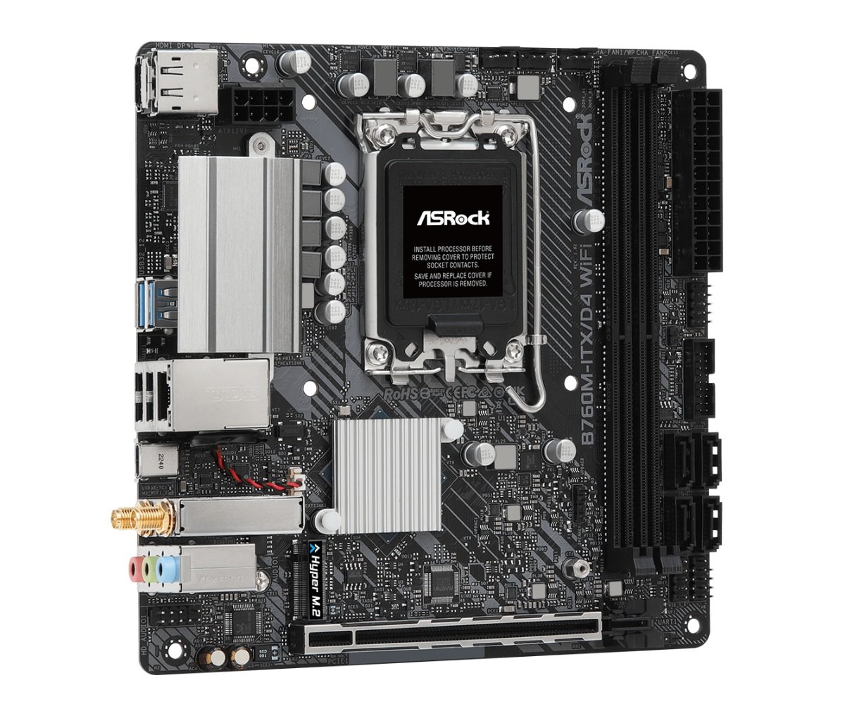 MB Asrock B760M-ITX/D4 WIFI /LGA1700/2xDDR4/M.2/W6E+BT5.3/HDMI/DP/mITX