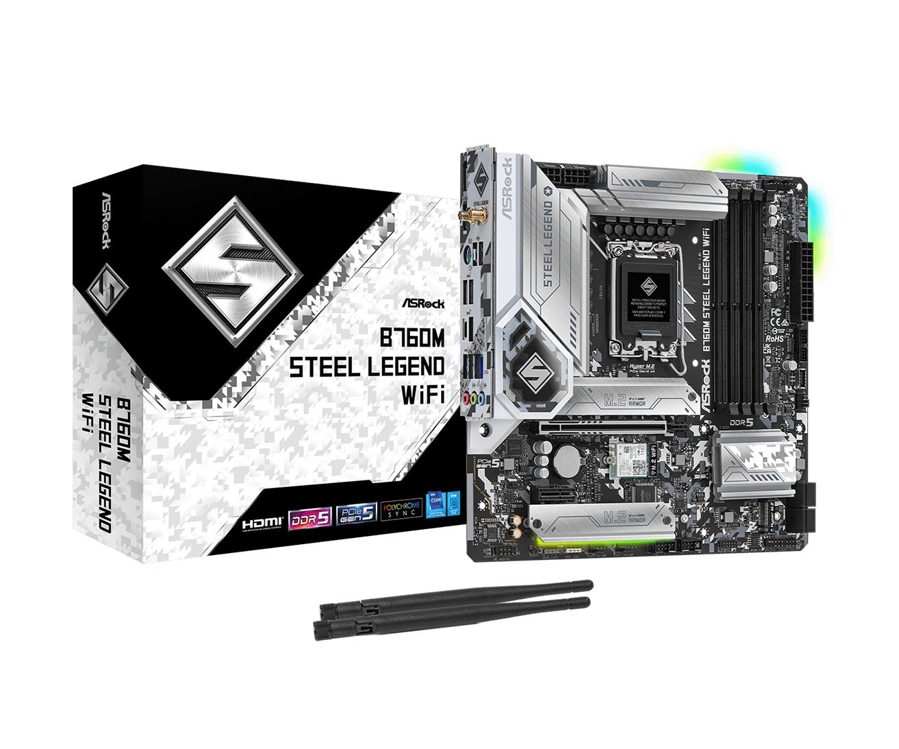 MB Asrock B760M STEEL LEGEND WIFI /LGA1700/4xDDR5/M.2/W6E+BT5.3/HDMI/DP/eDP/mATX