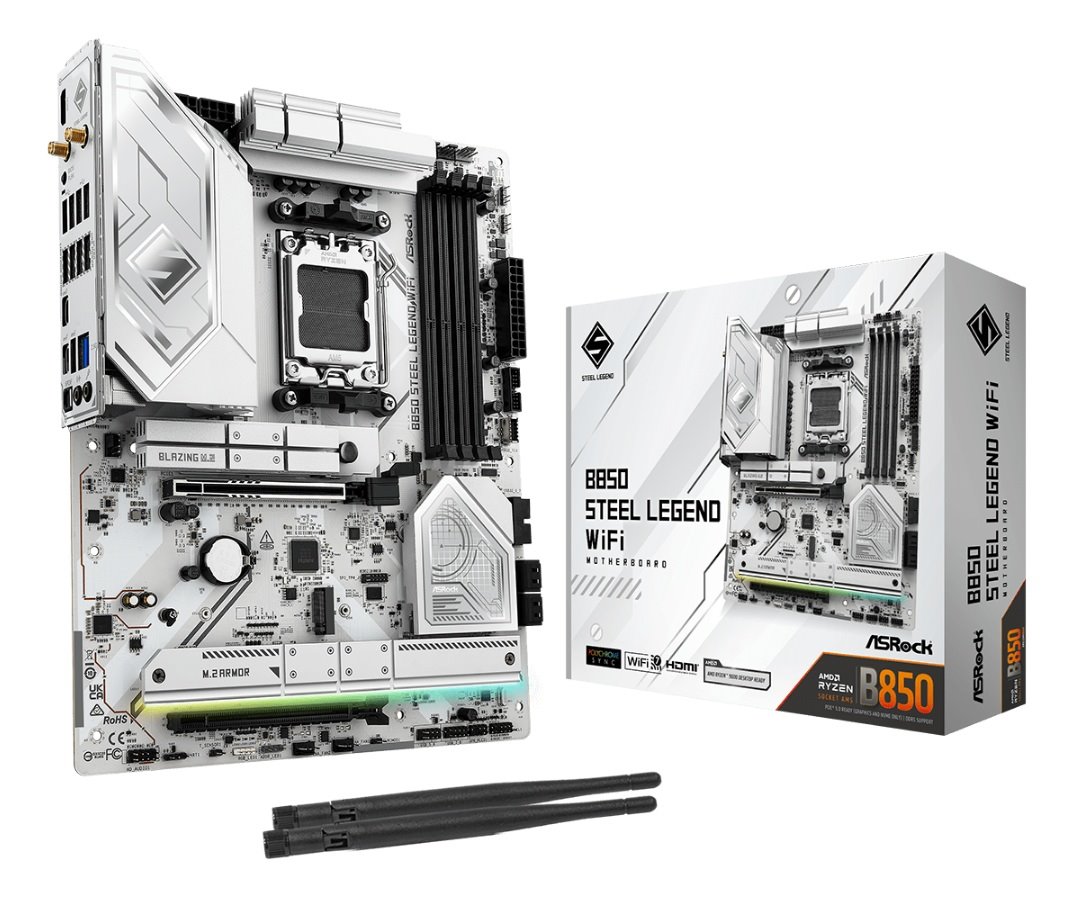 MB Asrock B850 STEEL LEGEND WIFI /AM5/4xDDR5/M.2/W7+BT5.4/HDMI/ATX/White