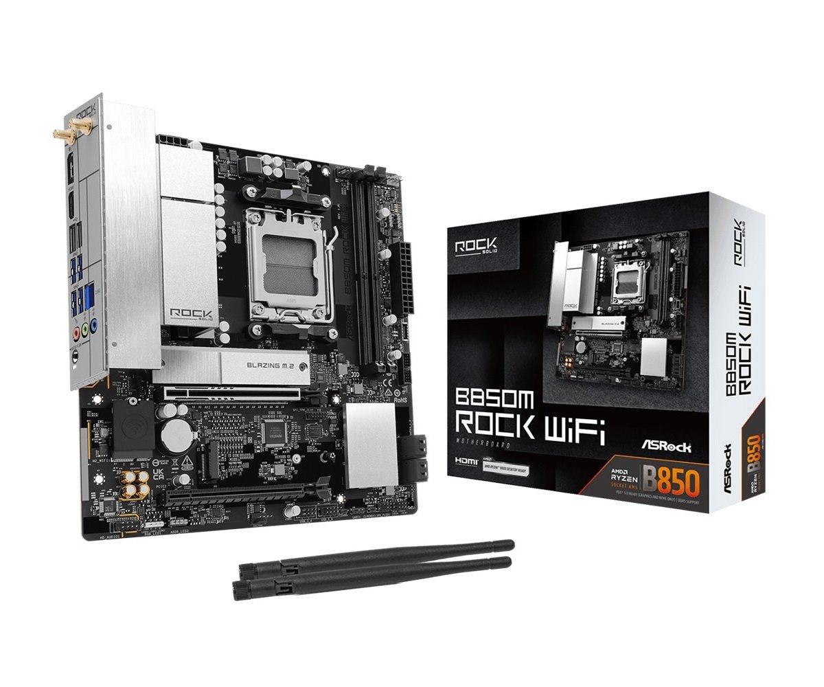 MB Asrock B850M ROCK WIFI /AM5/2xDDR5/M.2/W6E+BT5.3/HDMI/DP/mATX
