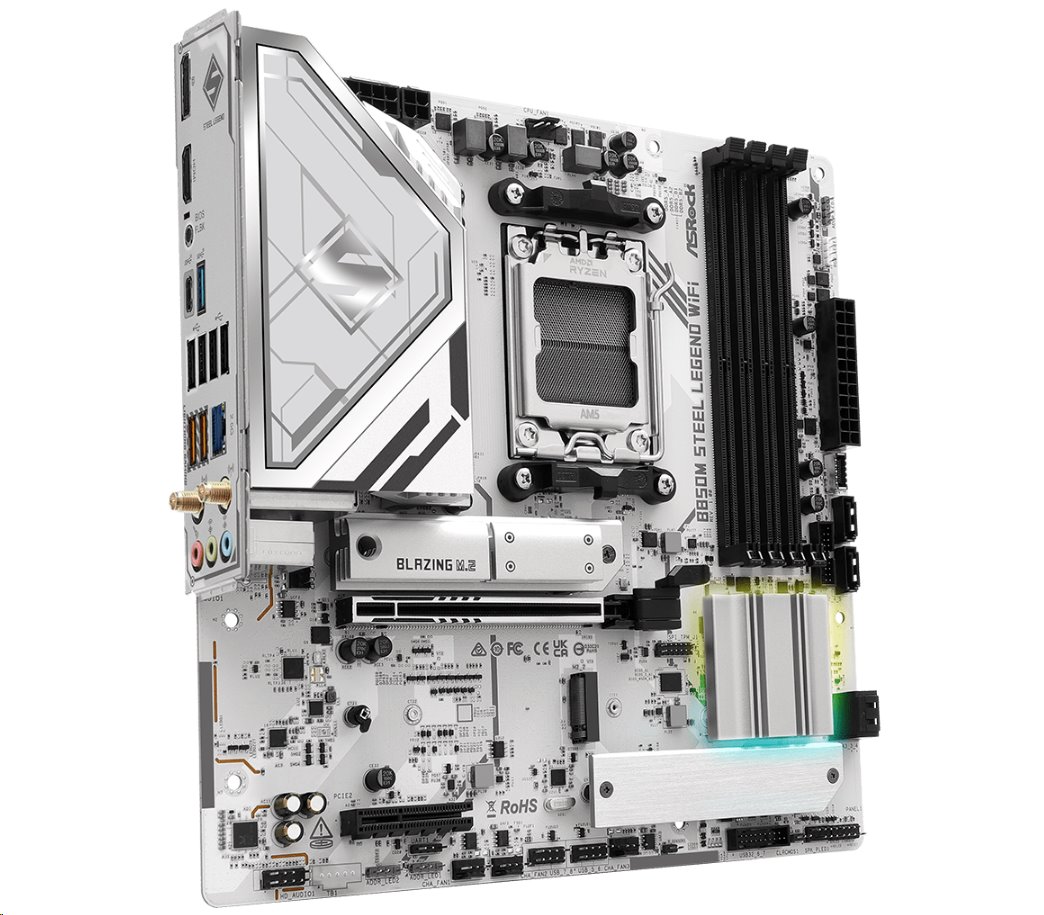MB Asrock B850M STEEL LEGEND WIFI /AM5/4xDDR5/M.2/W7+BT5.4/HDMI/DP/mATX/White