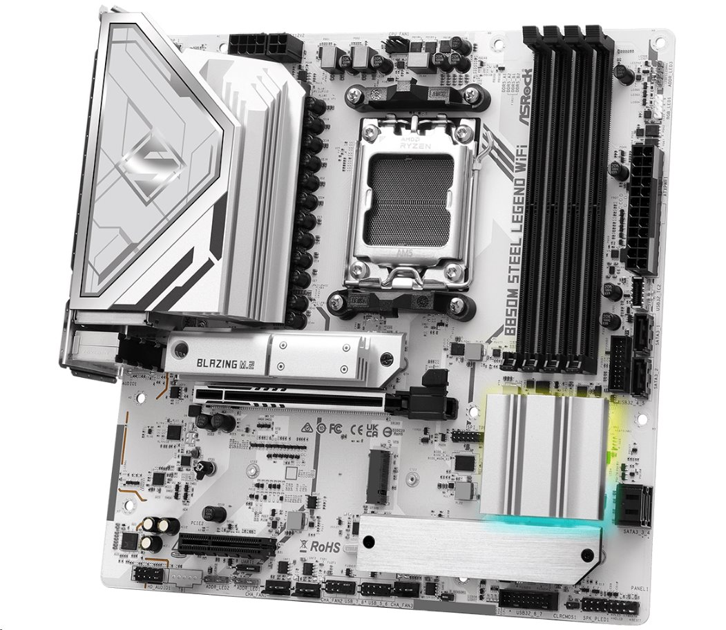 MB Asrock B850M STEEL LEGEND WIFI /AM5/4xDDR5/M.2/W7+BT5.4/HDMI/DP/mATX/White