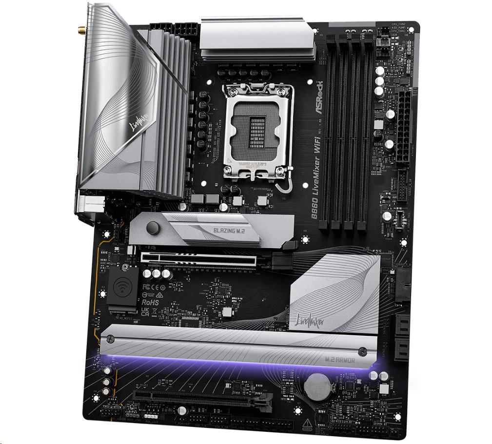 MB Asrock B860 LIVEMIXER WIFI /LGA1851/4xDDR5/M.2/W6E+BT5.3/HDMI/TB4/ATX