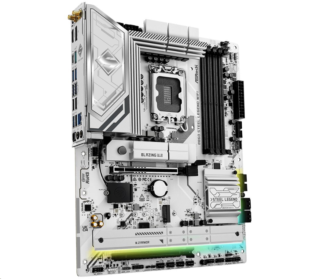 MB Asrock B860 STEEL LEGEND WIFI /LGA1851/4xDDR5/M.2/W6E+BT5.3/HDMI/DP/TB4/ATX/White