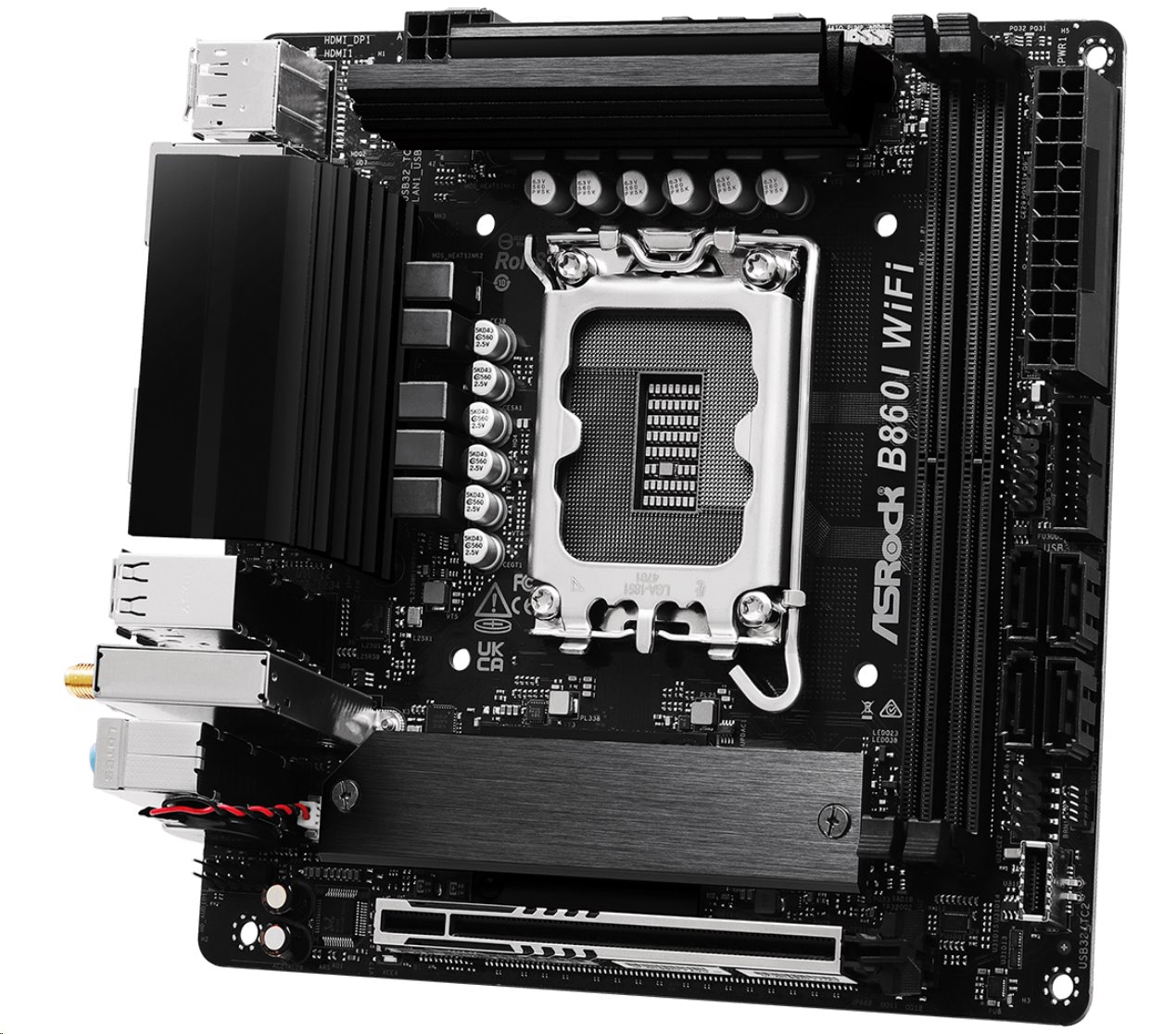 MB Asrock B860I WIFI /LGA1851/2xDDR5/M.2/W6E+BT5.3/HDMI/DP/mITX