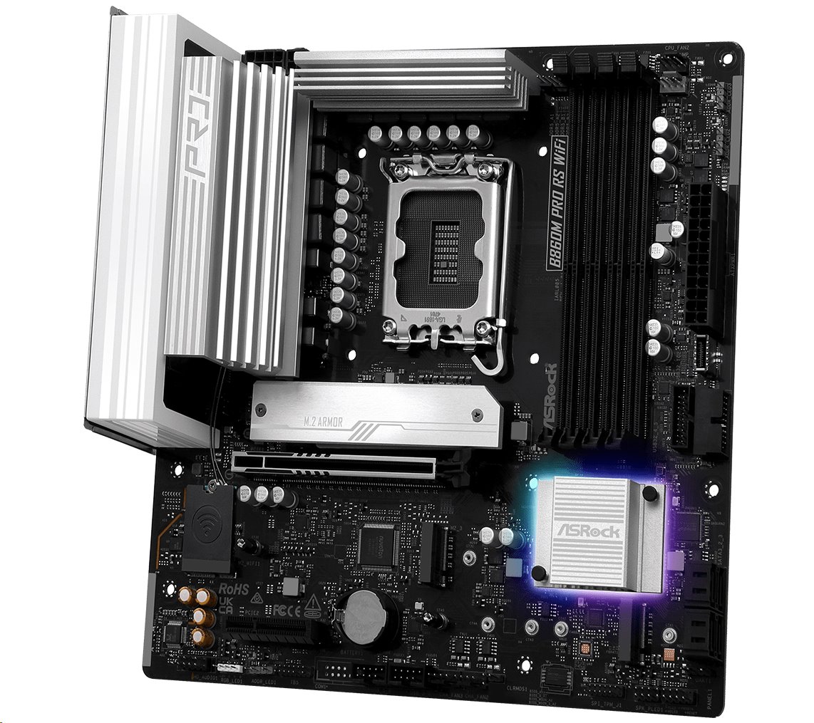 MB Asrock B860M PRO RS WIFI /LGA1851/4xDDR5/M.2/W6E+BT5.3/HDMI/DP/mATX