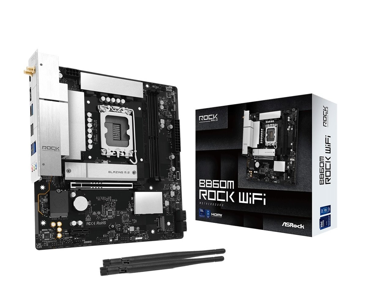 MB Asrock B860M Rock WiFi /LGA1851/2xDDR5/M.2/W6E+BT5.3/DP/HDMI/mATX