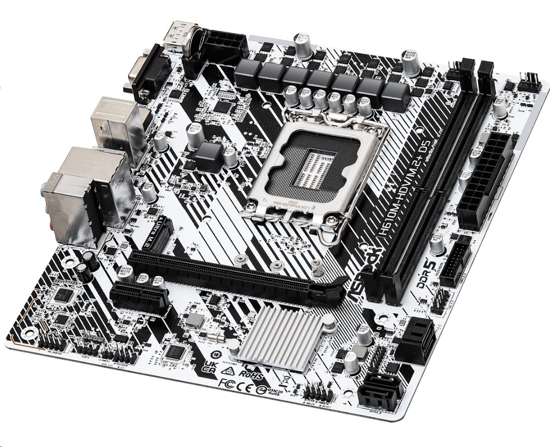 MB Asrock H610M-HDV/M.2+ D5 /LGA1700/2xDDR5/M.2/HDMI/DP/D-sub/mATX/White
