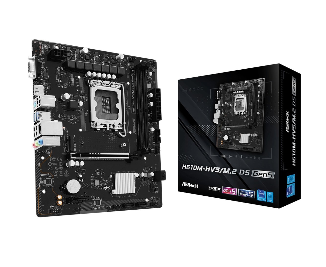 MB Asrock H610M-HVS/M.2 D5 GEN5 /LGA1700/2xDDR5/M.2/HDMI/D-sub/mATX
