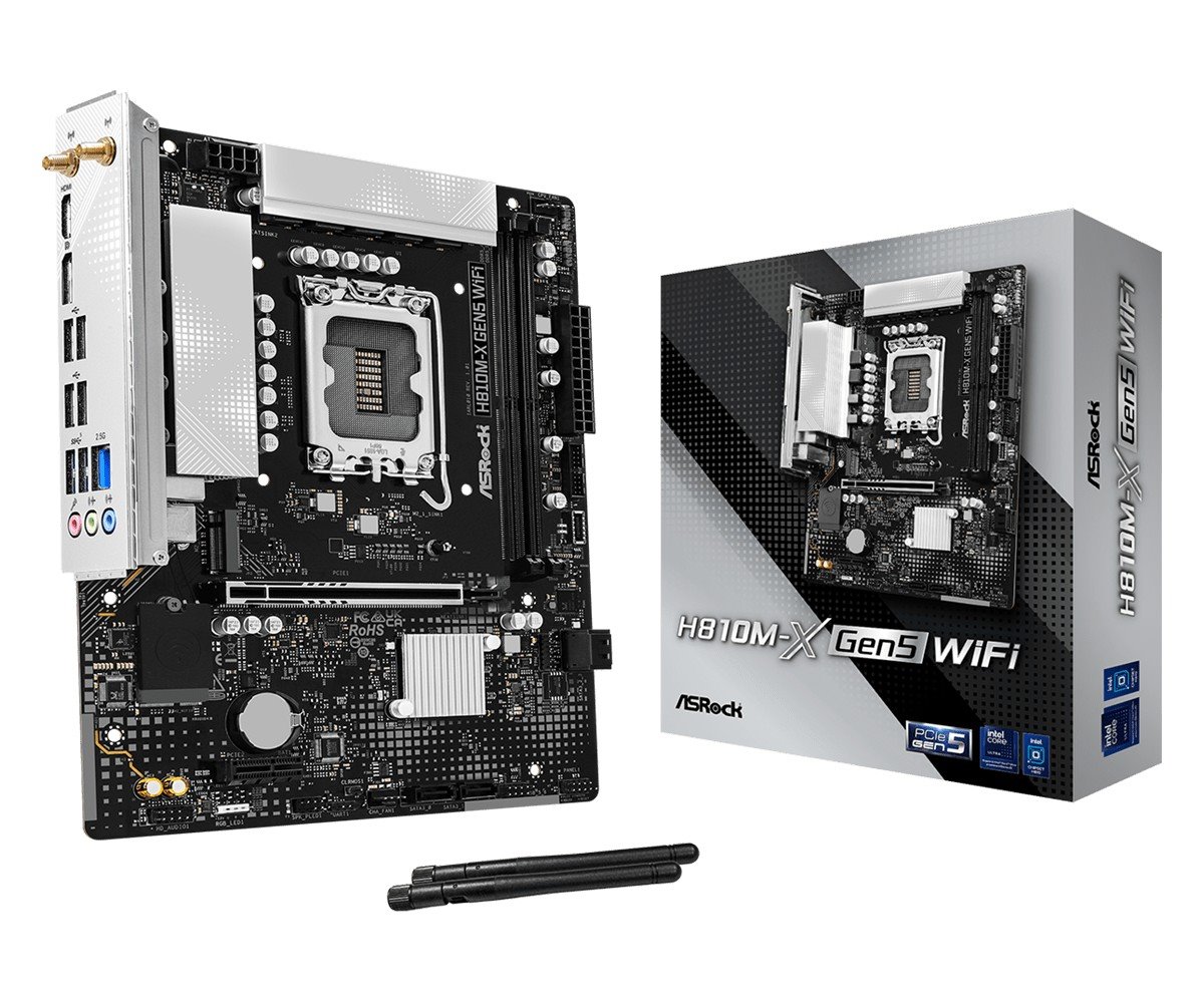 MB Asrock H810M-X Gen5 WiFi /LGA1851/2xDDR5/M.2/W6+BT5.3/DP/HDMI/mATX